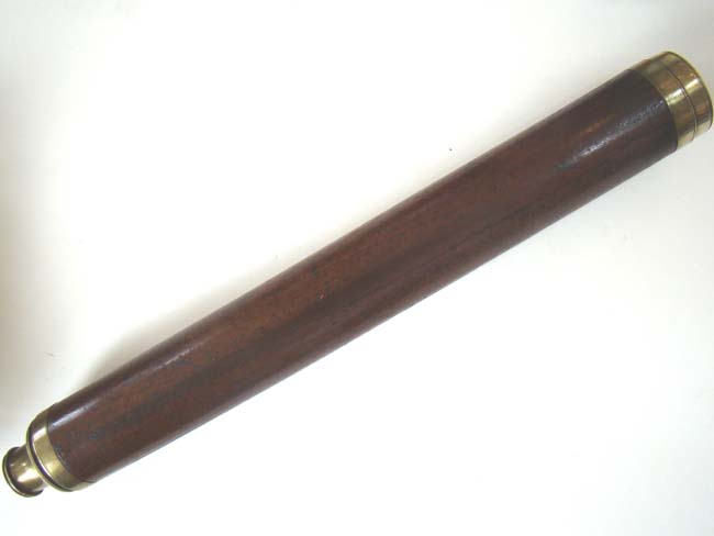 An English mahogany barreled single-draw Telescope signed "Dollond, London, Day or Night" circa 1825-1840